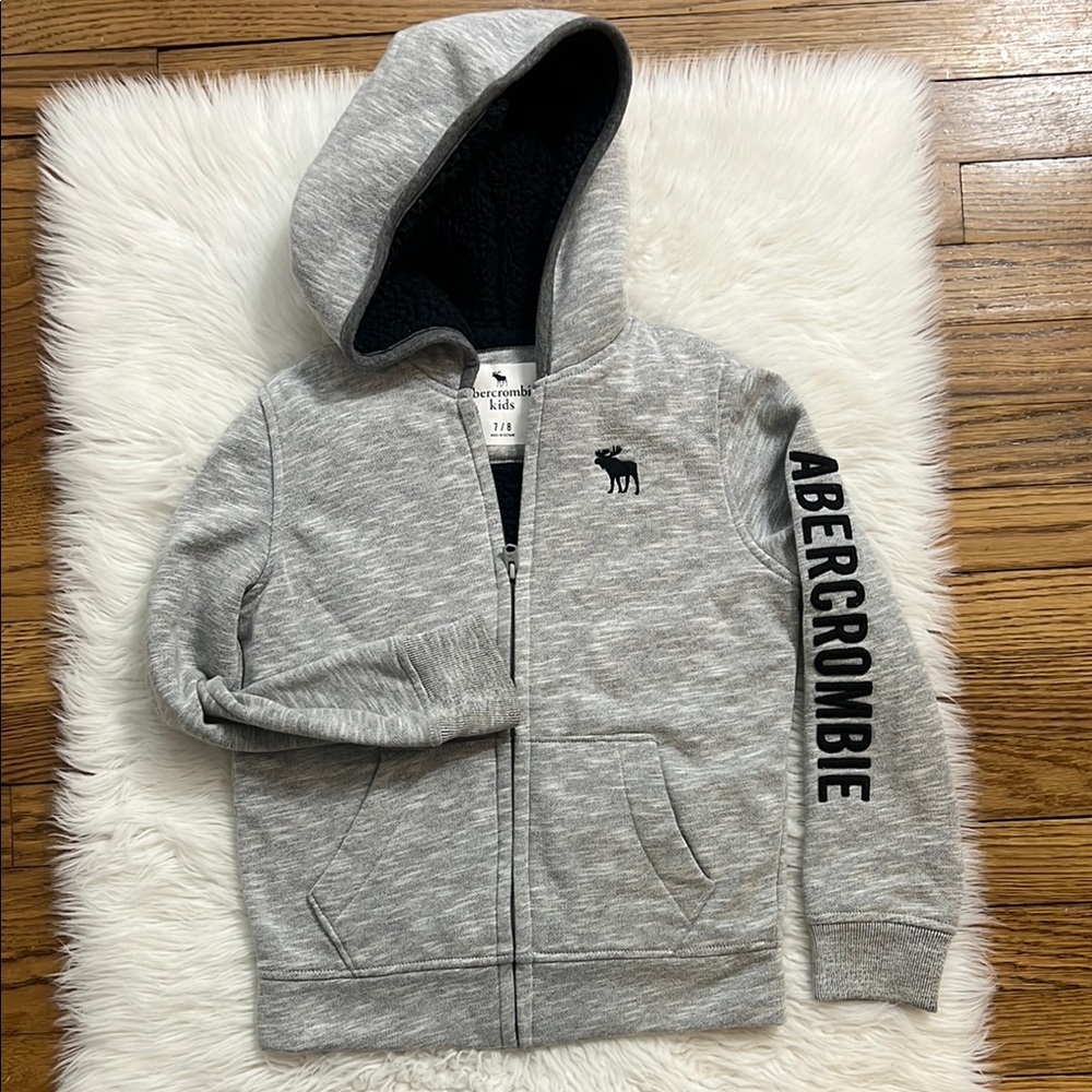 Abercrombie kids gray sherpa zip up jacket